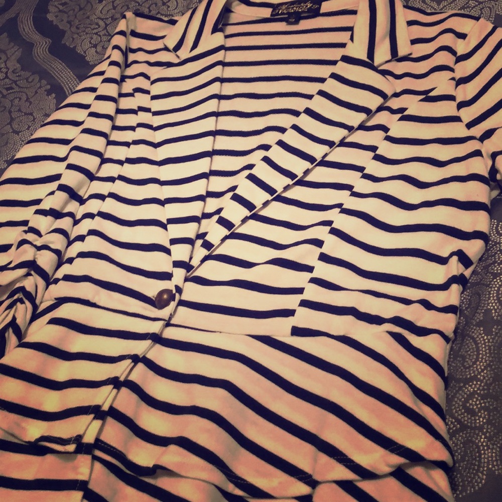 Blue and white striped cardigan